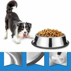 Unbranded Dog Bowl Bol Pour Chien En Acier Inoxydable Avec Base En Caoutchouc (40oz) -Pet Soin 423497855 max