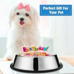 Unbranded Dog Bowl Bol Pour Chien En Acier Inoxydable Avec Base En Caoutchouc (40oz) -Pet Soin 423497861 max