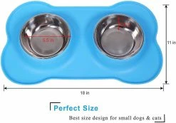 Unbranded Double Dog Cat Bols Acier Inoxydable Pas De Déversement Pas De Dérapage Tapis De Silicone -Pet Soin 425224119 max