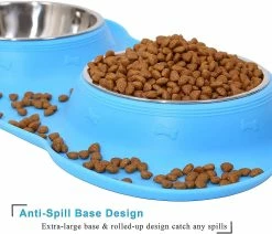 Unbranded Double Dog Cat Bols Acier Inoxydable Pas De Déversement Pas De Dérapage Tapis De Silicone -Pet Soin 425224135 max
