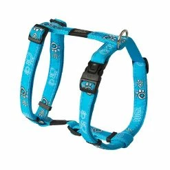 Rogz Fancy Dress Turquoise Paw Durable Dog H-Harnais
