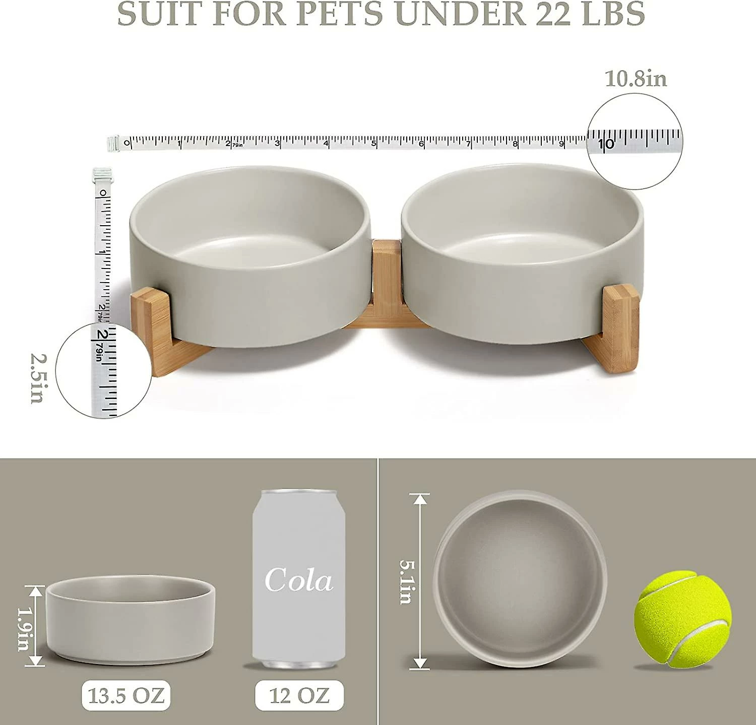 Baicccf Dog Bowl And Bowl Set En Céramique Dog And Cat Bowl Set Avec Support En Bois, Moderne Et Mignon Set D’eau De Nourriture Lestée Pour Petits Chiens (0,38 Kg) Et Chiens Moyens 2 Baicccf Dog Bowl And Bowl Set En Céramique Dog And Cat Bowl Set Avec Support En Bois, Moderne Et Mignon Set D’eau De Nourriture Lestée Pour Petits Chiens (0,38 Kg) Et Chiens Moyens – Image 2