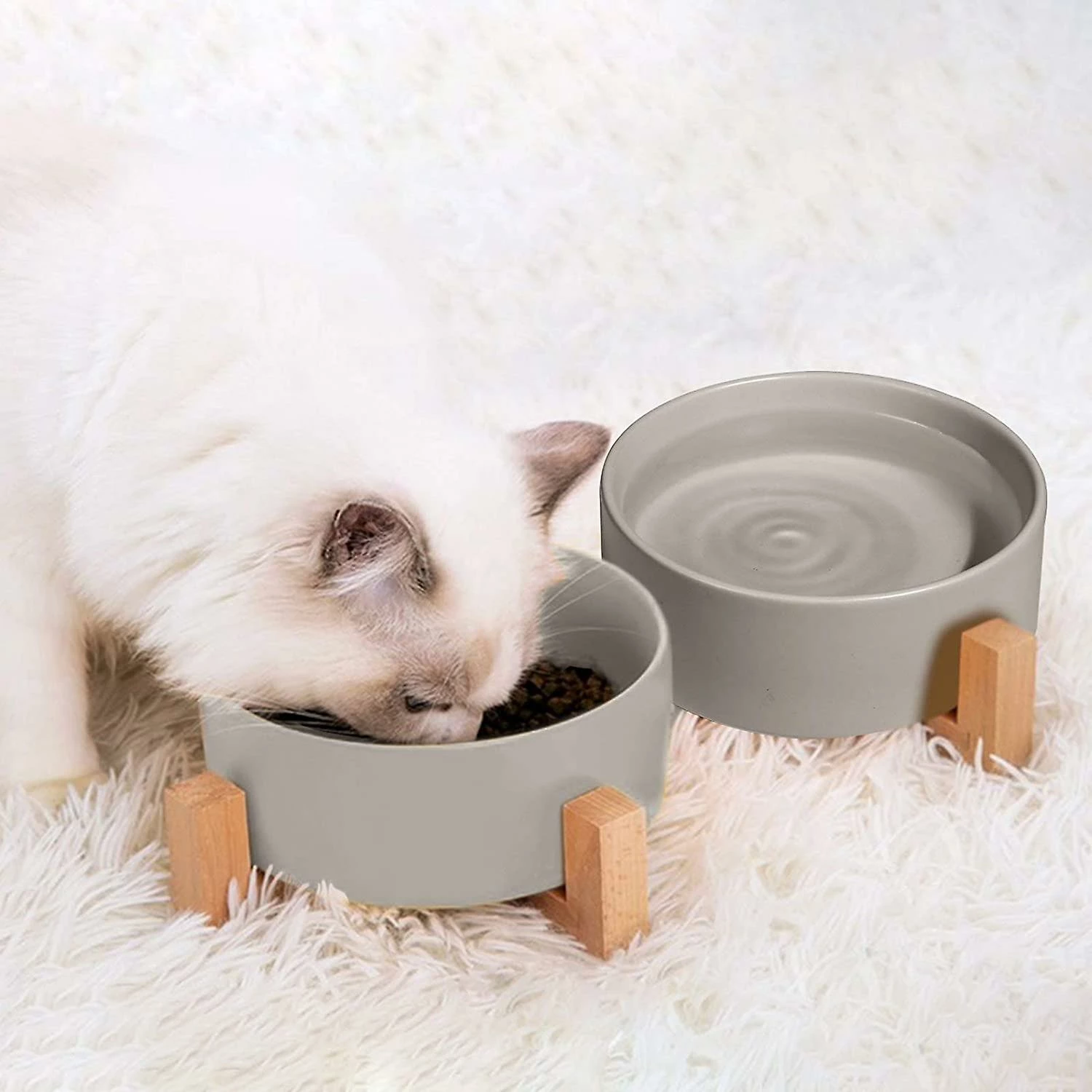 Baicccf Dog Bowl And Bowl Set En Céramique Dog And Cat Bowl Set Avec Support En Bois, Moderne Et Mignon Set D’eau De Nourriture Lestée Pour Petits Chiens (0,38 Kg) Et Chiens Moyens 3 Baicccf Dog Bowl And Bowl Set En Céramique Dog And Cat Bowl Set Avec Support En Bois, Moderne Et Mignon Set D’eau De Nourriture Lestée Pour Petits Chiens (0,38 Kg) Et Chiens Moyens – Image 3