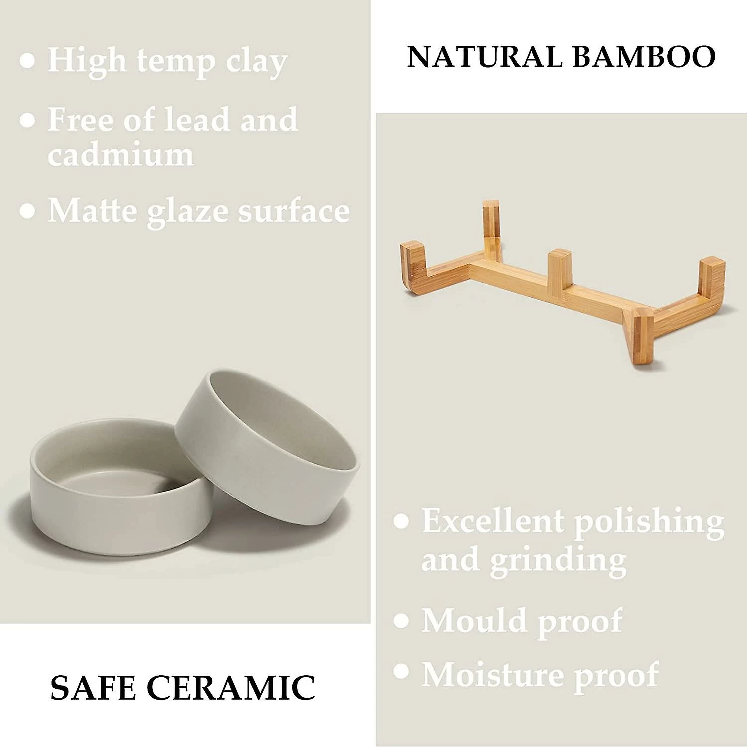 Baicccf Dog Bowl And Bowl Set En Céramique Dog And Cat Bowl Set Avec Support En Bois, Moderne Et Mignon Set D’eau De Nourriture Lestée Pour Petits Chiens (0,38 Kg) Et Chiens Moyens 5 Baicccf Dog Bowl And Bowl Set En Céramique Dog And Cat Bowl Set Avec Support En Bois, Moderne Et Mignon Set D’eau De Nourriture Lestée Pour Petits Chiens (0,38 Kg) Et Chiens Moyens – Image 5