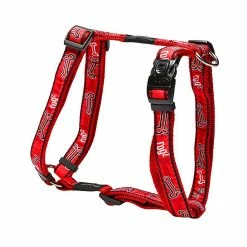Rogz Fancy Dress Bone Design Durable Dog H-Harness, Rouge