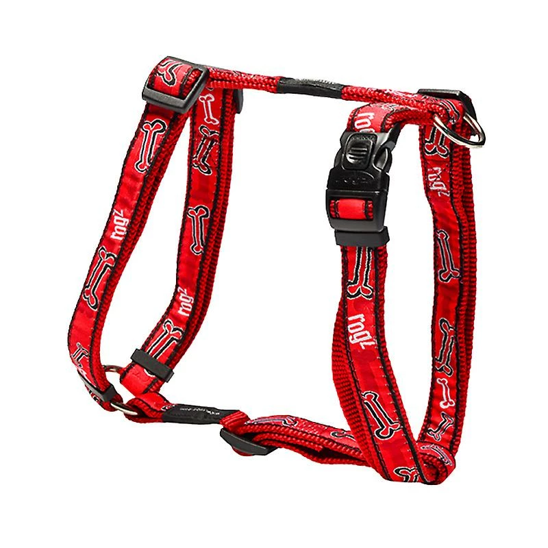 Rogz Fancy Dress Bone Design Durable Dog H-Harness, Rouge 1 Rogz Fancy Dress Bone Design Durable Dog H-Harness, Rouge