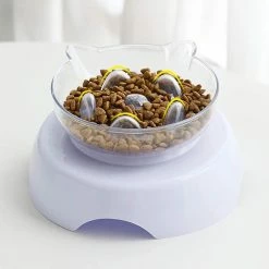 Baicccf Double Cat Dog Bowls Elevated Cat Food Water Bowls With Raised Stand 15 Tilted Raised Slow Feeder Bowl Distributeur D’eau Sans Stress Pour Les Chats Et Les Petits -Pet Soin 449767876 max