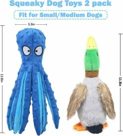 Baicccf Dog Squeaky Toys Octopus - Jouets Pour Chien En Peluche Froissés Pour Le Nettoyage Des Dents, Jouets à Mâcher Interactifs Durables Pour Chiens, Jouets Pour Chiens Mous Mignons Pour Petits Chiens Moyens, 2 P -Pet Soin 449768656 max