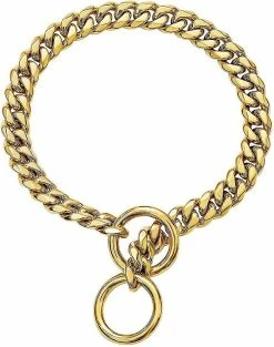 Wabjtam Gold Chain Cuban Link Dog Choke Collier Collier Pour Petit Moyen Grand Chien, Mignon Dressage Chien Collier