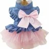Ssxjv Puppy Dog Pet Clothes, Pet Dog Bow Denim Dress Tutu Jupe Vêtements D’été Pour Petit Chien Chat Cadeau