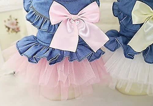 Ssxjv Puppy Dog Pet Clothes, Pet Dog Bow Denim Dress Tutu Jupe Vêtements D’été Pour Petit Chien Chat Cadeau 3 Ssxjv Puppy Dog Pet Clothes, Pet Dog Bow Denim Dress Tutu Jupe Vêtements D’été Pour Petit Chien Chat Cadeau – Image 3