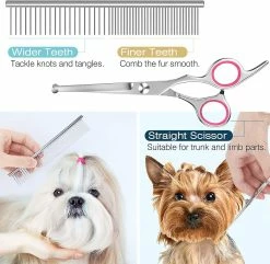 Tinor Dog Grooming Scissors, 5 Piece Titanium Coated Stainless Steel Pet Grooming Tool Set -Pet Soin 480630147 max
