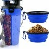 Yuzee Dog Water Bottle With 2 Collapsible Bowls Portable 2-in-1 Water Bottle And Food For Dog And Cat, (blue)