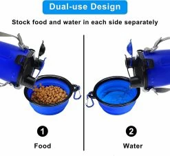 Yuzee Dog Water Bottle With 2 Collapsible Bowls Portable 2-in-1 Water Bottle And Food For Dog And Cat, (blue) 6 Yuzee Dog Water Bottle With 2 Collapsible Bowls Portable 2-in-1 Water Bottle And Food For Dog And Cat, (blue) -Pet Soin 490173508 max