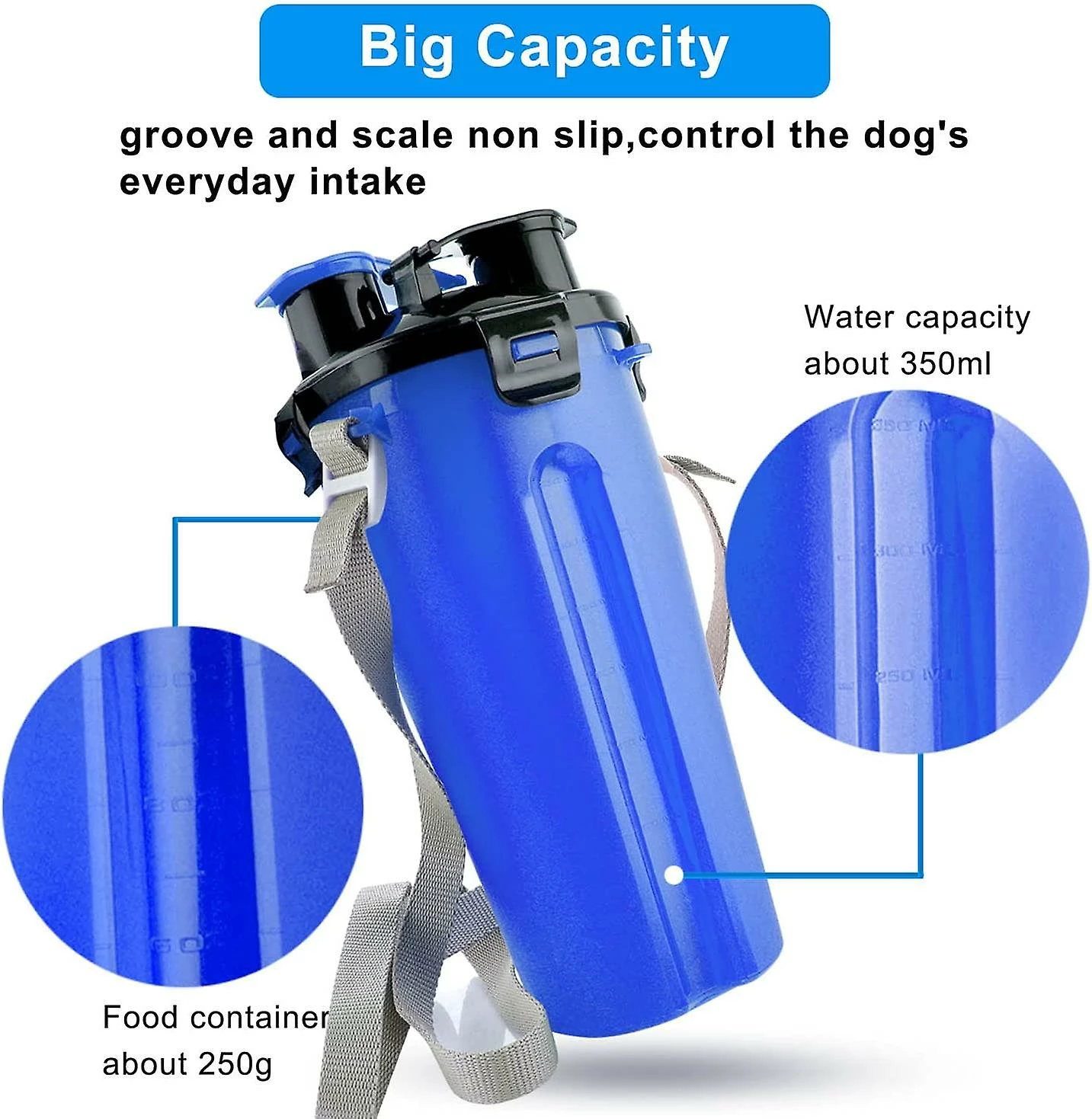 Yuzee Dog Water Bottle With 2 Collapsible Bowls Portable 2-in-1 Water Bottle And Food For Dog And Cat, (blue) 3 Yuzee Dog Water Bottle With 2 Collapsible Bowls Portable 2-in-1 Water Bottle And Food For Dog And Cat, (blue) – Image 3