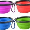 Yuzee Dog Bowls, Set Of 4 Collapsible Silicone Bowls With Carabiner Clip, Portable Water Or Food Bowls For Small To Medium Dogs, Dog Travel Bowls
