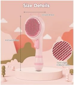 Yuzee Dog And Cat Brush, Self-cleaning Pet Brush, Long And Short Bristle, Chinchilla Grooming Brush With Ergonomic Handle And One Button Design - Pink 8 Yuzee Dog And Cat Brush, Self-cleaning Pet Brush, Long And Short Bristle, Chinchilla Grooming Brush With Ergonomic Handle And One Button Design - Pink -Pet Soin 490174679 max