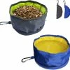 Yuzee Travel Bowl, 2 Pieces Collapsible Dog Bowl Travel Bowl Collapsible Dog Bowl Waterproof Fabric Portable With Carabiner And Zipper ((gray+blue))