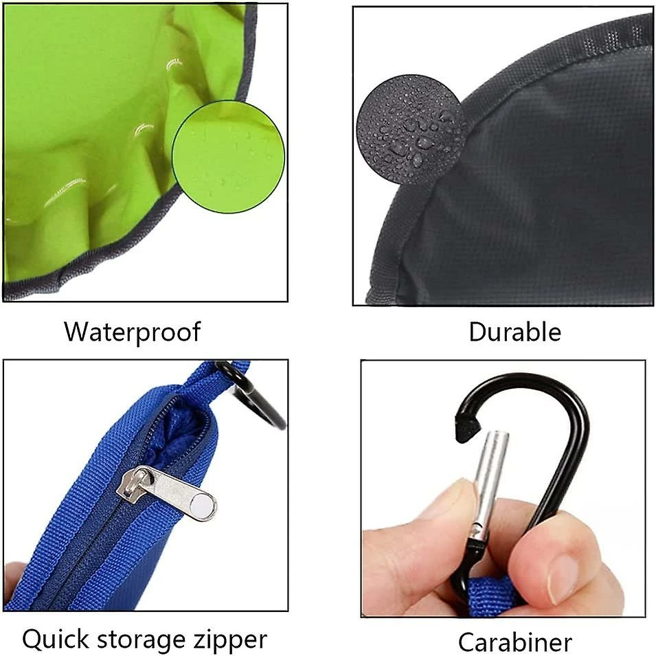 Yuzee Travel Bowl, 2 Pieces Collapsible Dog Bowl Travel Bowl Collapsible Dog Bowl Waterproof Fabric Portable With Carabiner And Zipper ((gray+blue)) 2 Yuzee Travel Bowl, 2 Pieces Collapsible Dog Bowl Travel Bowl Collapsible Dog Bowl Waterproof Fabric Portable With Carabiner And Zipper ((gray+blue)) – Image 2