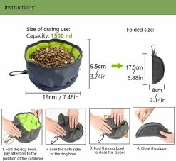 Yuzee Travel Bowl, 2 Pieces Collapsible Dog Bowl Travel Bowl Collapsible Dog Bowl Waterproof Fabric Portable With Carabiner And Zipper ((gray+blue)) 9 Yuzee Travel Bowl, 2 Pieces Collapsible Dog Bowl Travel Bowl Collapsible Dog Bowl Waterproof Fabric Portable With Carabiner And Zipper ((gray+blue)) -Pet Soin 490175397 max