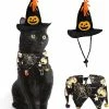 Unbranded Pet Halloween Costumes, 2 Piece Dog Cat Bandana Neck With Bells Wizard Hat Adjustable Pet Cosplay Halloween Party Pet Costume