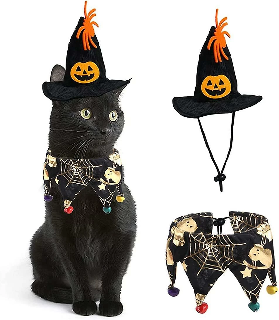 Unbranded Pet Halloween Costumes, 2 Piece Dog Cat Bandana Neck With Bells Wizard Hat Adjustable Pet Cosplay Halloween Party Pet Costume 1 Unbranded Pet Halloween Costumes, 2 Piece Dog Cat Bandana Neck With Bells Wizard Hat Adjustable Pet Cosplay Halloween Party Pet Costume