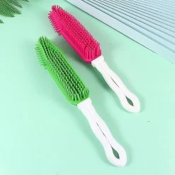 Unbranded 2pcs Hollow-out Pet Silicone Comb Pet Cleaning Peign Dog Hair Removal Peign Brosse à Poils D’animaux De Compagnie (vert Et Rose) -Pet Soin 506032628 max