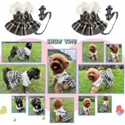 Giveuphesit Robe De Chien Avec Laisse De Chien, Robes De Chien Pour Petits Chiens Puppy Cat Dress Summer Dog Bowknot Skirts Cowboy Dentelle à Carreaux -Pet Soin 509709593 max