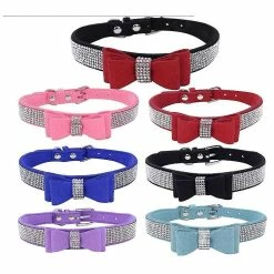 Aowear Strass Bowknot Pet Dog Collier Réglable Sparkly Crystal Studded Velvet 7 Aowear Strass Bowknot Pet Dog Collier Réglable Sparkly Crystal Studded Velvet -Pet Soin 510015223 max 2