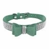 Aowear Strass Bowknot Pet Dog Collier Réglable Sparkly Crystal Studded Velvet