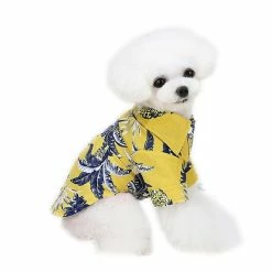Rion New Summer Pet Dog Clothes Hawaiian Style Leaf Printed Beach Shirts For Puppy Small Large Cat Dog Chihuahua Costume Pet Clothing 4-pink Coconut Tree -Pet Soin 515420366 max