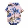 Rion New Summer Pet Dog Clothes Hawaiian Style Leaf Printed Beach Shirts For Puppy Small Large Cat Dog Chihuahua Costume Pet Clothing 4-pink Coconut Tree