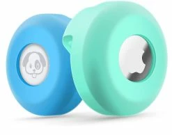 AFFINEST Airtag Dog Collar Holder [2 Pack] Silicone Imperméable à L’eau Air Tag Cat Collar Cover, Anti-perte Locator Case Pour Apple Airtags Compatible Avec Pe