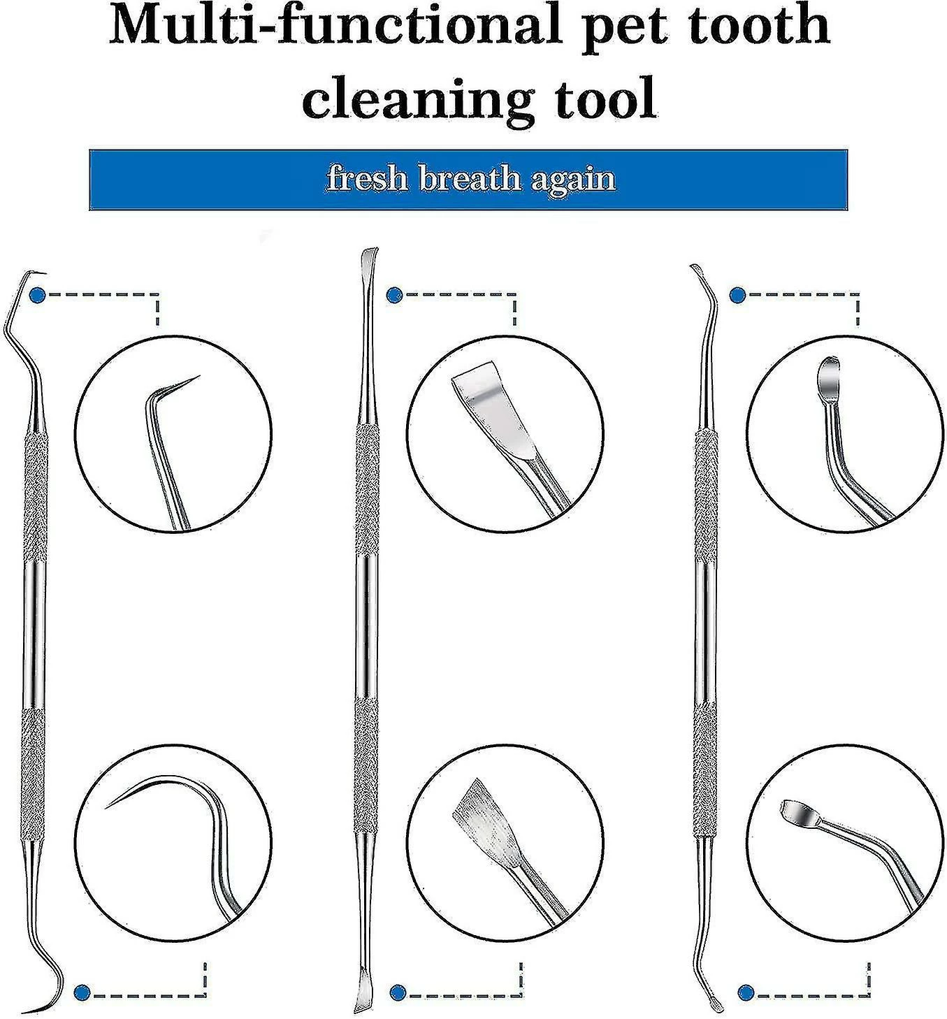 Lequeen Pcs Dog Teeth Cleaner And Scraper Acier Inoxydable Double Ended Tooth Grinder Scraper Pet Teeth Cleaning Tool For Dogs And Cats (argent) 4 Lequeen Pcs Dog Teeth Cleaner And Scraper Acier Inoxydable Double Ended Tooth Grinder Scraper Pet Teeth Cleaning Tool For Dogs And Cats (argent) – Image 4