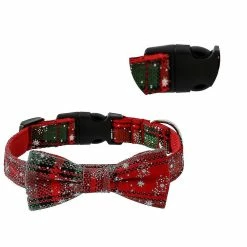 Mike Dog Cat Collar Bowtie Buffalo Check Plaid Christmas Winter Snowflake Pet Collargreen_w -Pet Soin 537344376 max