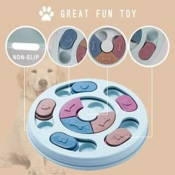 Vonkayi Pet Toys Dog Puzzle Toys Turntable Slow Feeder Jouet éducatif Bol Alimentaire Interactif Manger Lentement Bowl Pet Training Game -Pet Soin 547860444 max