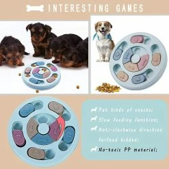 Vonkayi Pet Toys Dog Puzzle Toys Turntable Slow Feeder Jouet éducatif Bol Alimentaire Interactif Manger Lentement Bowl Pet Training Game -Pet Soin 547860448 max
