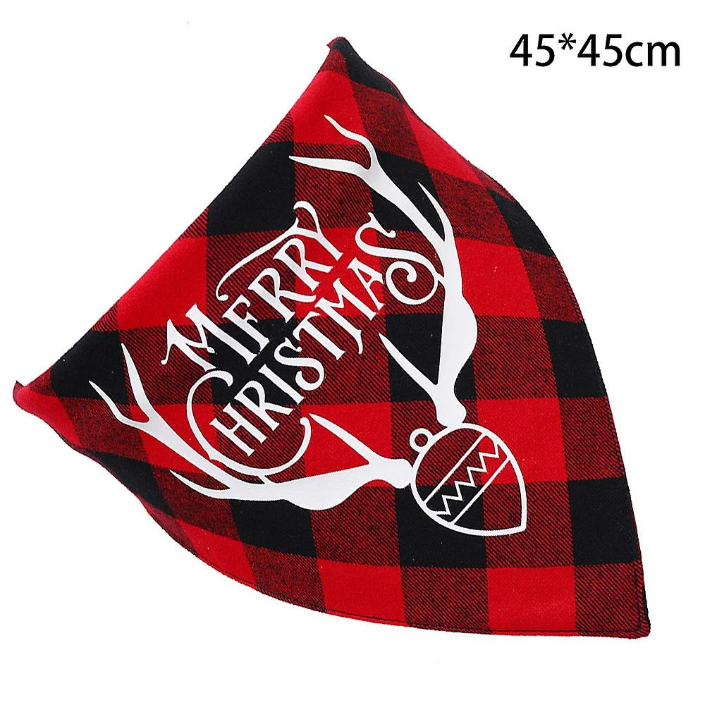 Keepsmile 2 Pack Christmas Dog Bandanas - Triangle Joyeux Noël Impression Plaid Pet Scarf Bibs Kerchief 2 Keepsmile 2 Pack Christmas Dog Bandanas - Triangle Joyeux Noël Impression Plaid Pet Scarf Bibs Kerchief – Image 2