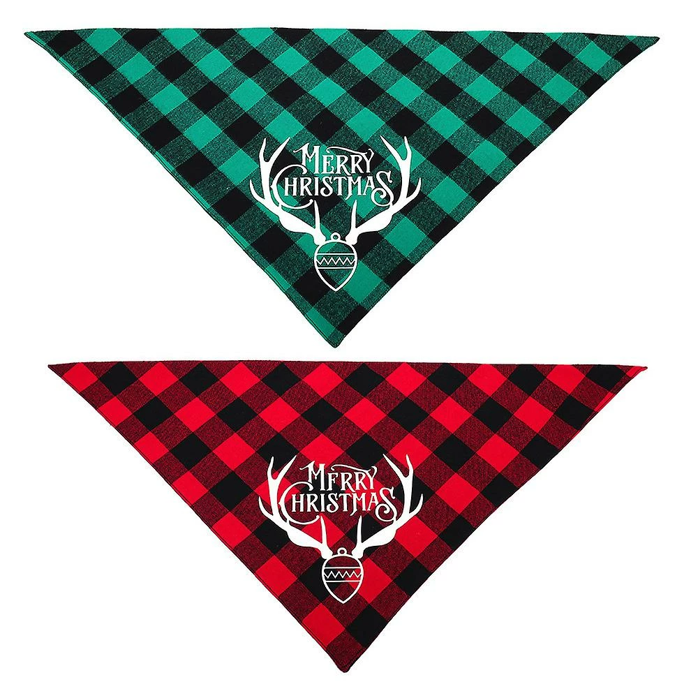 Keepsmile 2 Pack Christmas Dog Bandanas - Triangle Joyeux Noël Impression Plaid Pet Scarf Bibs Kerchief 5 Keepsmile 2 Pack Christmas Dog Bandanas - Triangle Joyeux Noël Impression Plaid Pet Scarf Bibs Kerchief – Image 5