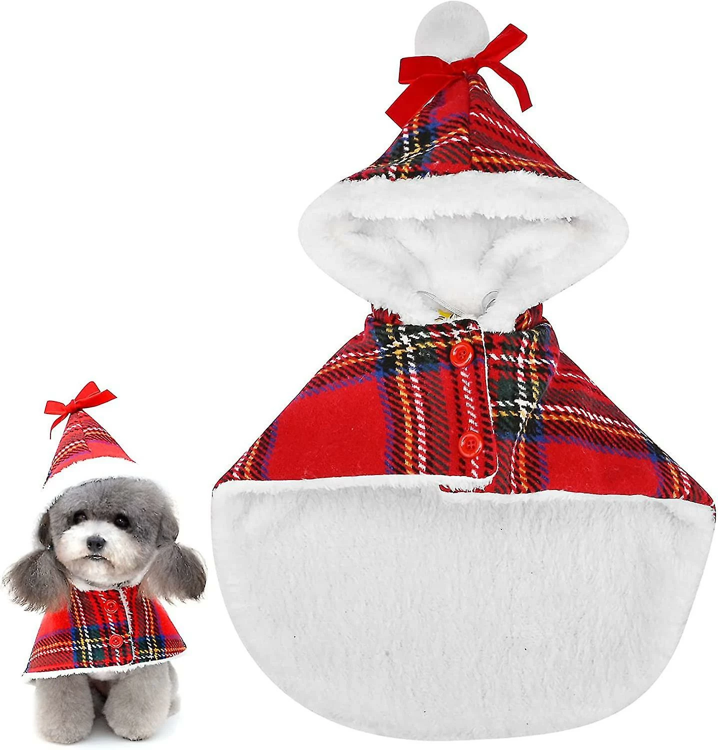 Lifepieces Dog Cat Christmas Costumewinter Hoodies Cape Pet Clothing Red Plaid Christmas Pet Clothes Warm Dog Costume Red1pc 1 Lifepieces Dog Cat Christmas Costumewinter Hoodies Cape Pet Clothing Red Plaid Christmas Pet Clothes Warm Dog Costume Red1pc