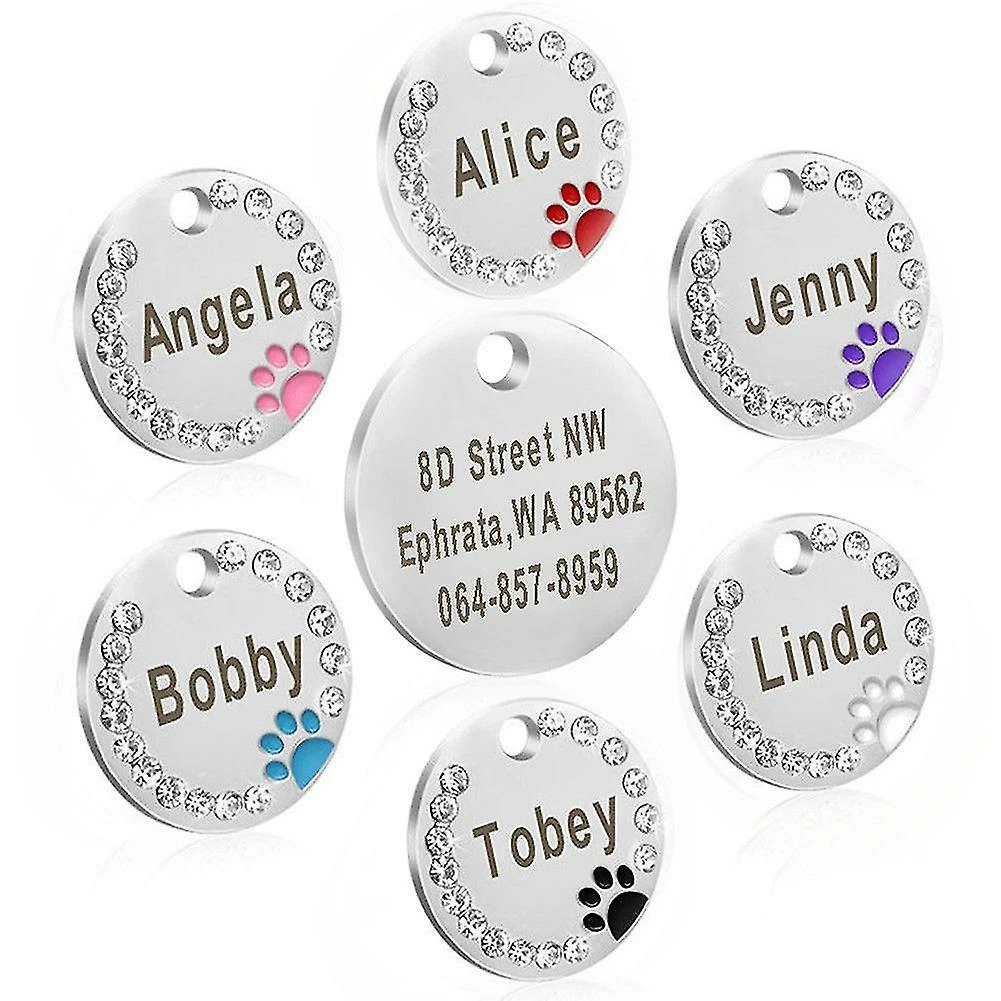 Unbranded 25mm Métal Vierge Dog Tag Patte Strass Pet Cat Nom Gravé Porte-clés Chain Jikaix 4 Unbranded 25mm Métal Vierge Dog Tag Patte Strass Pet Cat Nom Gravé Porte-clés Chain Jikaix – Image 4