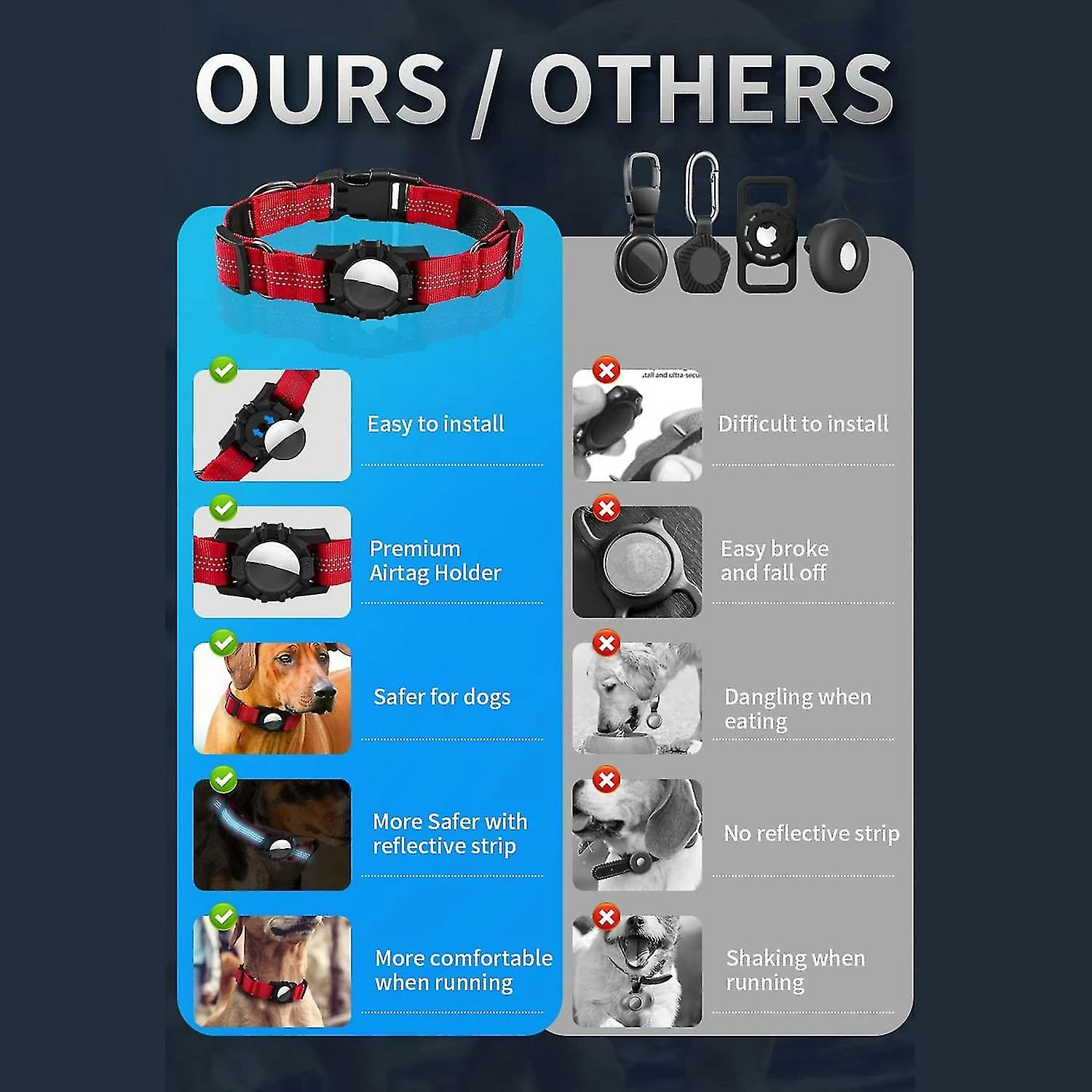 Unbranded Collier Pour Chien, Collier De Chien Réfléchissant Air Tag Pour Airtags - Réglable Durable Heavy Duty Dog Collar Re 4 Unbranded Collier Pour Chien, Collier De Chien Réfléchissant Air Tag Pour Airtags - Réglable Durable Heavy Duty Dog Collar Re – Image 4