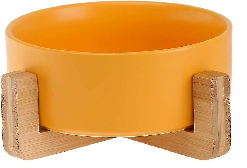 Sl Chang Jaune Pet Dog And Cat Bowls Ceramic Dog Cat Bowls Bamboo Stand - Lave-vaisselle Et Facile à Nettoyer 1 Sl Chang Jaune Pet Dog And Cat Bowls Ceramic Dog Cat Bowls Bamboo Stand - Lave-vaisselle Et Facile à Nettoyer