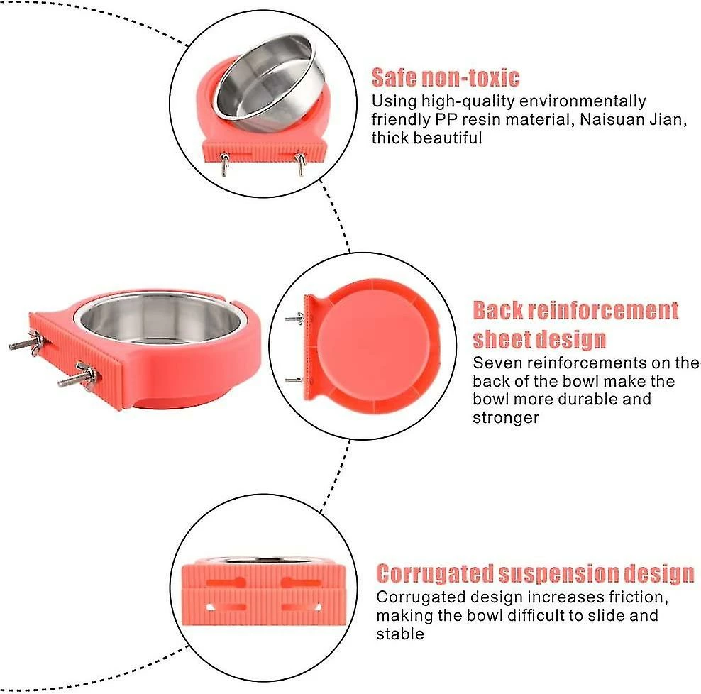 Sl Chang Dog Bowl, Amovible En Acier Inoxydable Eau Aliment Feeder Bowls Cage Coop Cup Pour Chat Puppy Bird Animaux De Compagnie 4 Sl Chang Dog Bowl, Amovible En Acier Inoxydable Eau Aliment Feeder Bowls Cage Coop Cup Pour Chat Puppy Bird Animaux De Compagnie – Image 4