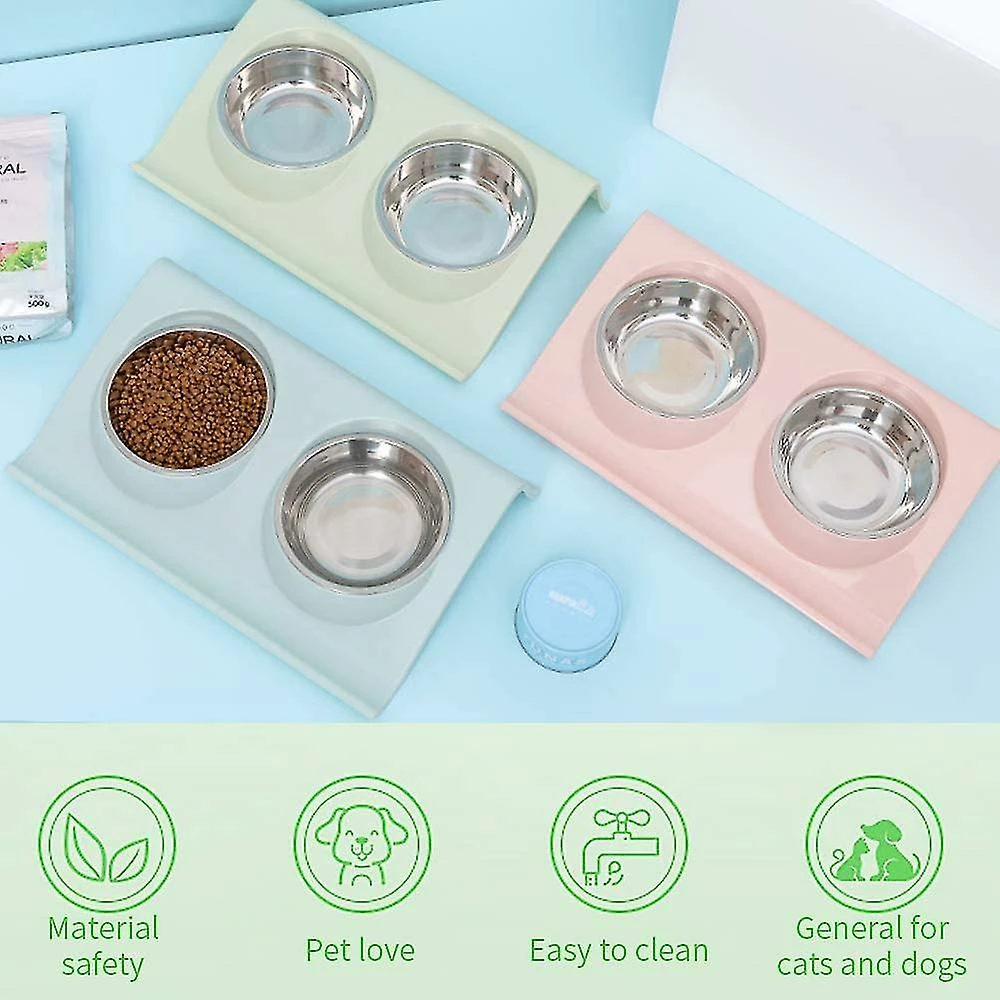 Sl Chang Cat Dog Bowl, Pet Bowl Set, Portable Dog Cat Bowl, Basic Cat Bowl, Avec Double Inoxydable 2 Sl Chang Cat Dog Bowl, Pet Bowl Set, Portable Dog Cat Bowl, Basic Cat Bowl, Avec Double Inoxydable – Image 2