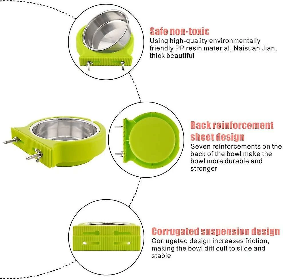 Sl Chang Dog Bowl, Amovible En Acier Inoxydable Eau Aliment Feeder Bowls Cage Coop Cup Pour Chat Puppy Bird Animaux De Compagnie 4 Sl Chang Dog Bowl, Amovible En Acier Inoxydable Eau Aliment Feeder Bowls Cage Coop Cup Pour Chat Puppy Bird Animaux De Compagnie – Image 4