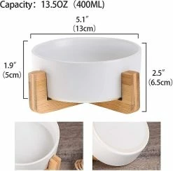 Sl Chang White Pet Dog And Cat Bowls Ceramic Dog Cat Bowls Bamboo Holder - Lave-vaisselle Et Facile à Nettoyer -Pet Soin 554961799 max
