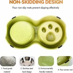 Sl Chang Anti Gourmandise Dog Bowl Double Dog Bowl Bol Antidérapant Bol D’eau Jaune -Pet Soin 554962105 max