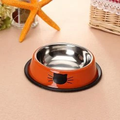 Sl Chang 2pcs Pet Bowl En Acier Inoxydable Base Non-dérapant Dog Bowl Cat Bowl Orange + Vert