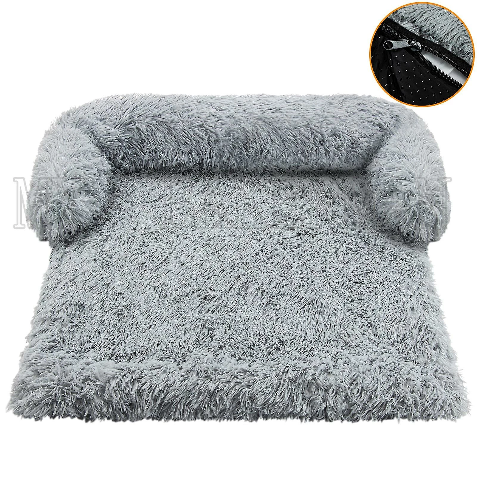 Arysiedder Dog Pet Dog Bed Pet Sofa Protection Peluche Dog Pad Dog Sofa, Pet Furniture Canapé Cover Avec Coussin De Cou Doux, Lavable En Machine, Gris 2 Arysiedder Dog Pet Dog Bed Pet Sofa Protection Peluche Dog Pad Dog Sofa, Pet Furniture Canapé Cover Avec Coussin De Cou Doux, Lavable En Machine, Gris – Image 2